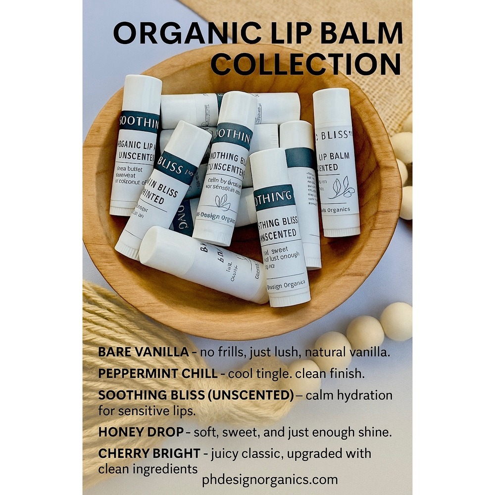 PH Design Organics‎ Lip Balm Collection Organic Moisturizing Unscented .15oz
